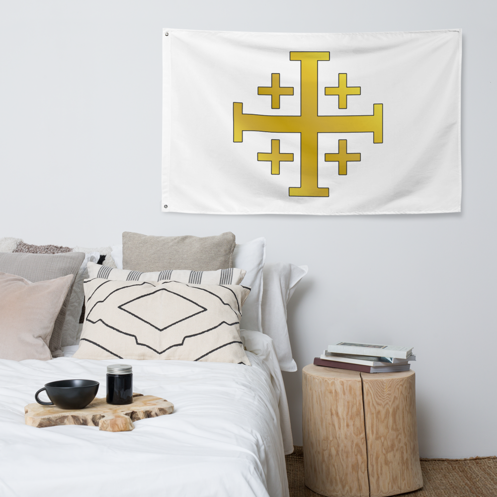 Close-up detail of the Jerusalem Cross emblem